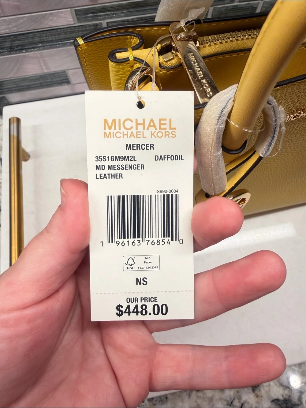 Michael Kors Mercer Medium Pebbled Leather Crossbody Bag in Daffodil Yellow